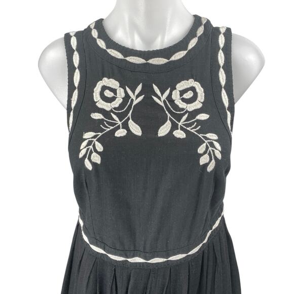 Free People Birds of a Feather Black Floral Embroidered Fit & Flare Mini Dress 4 - Picture 4 of 6